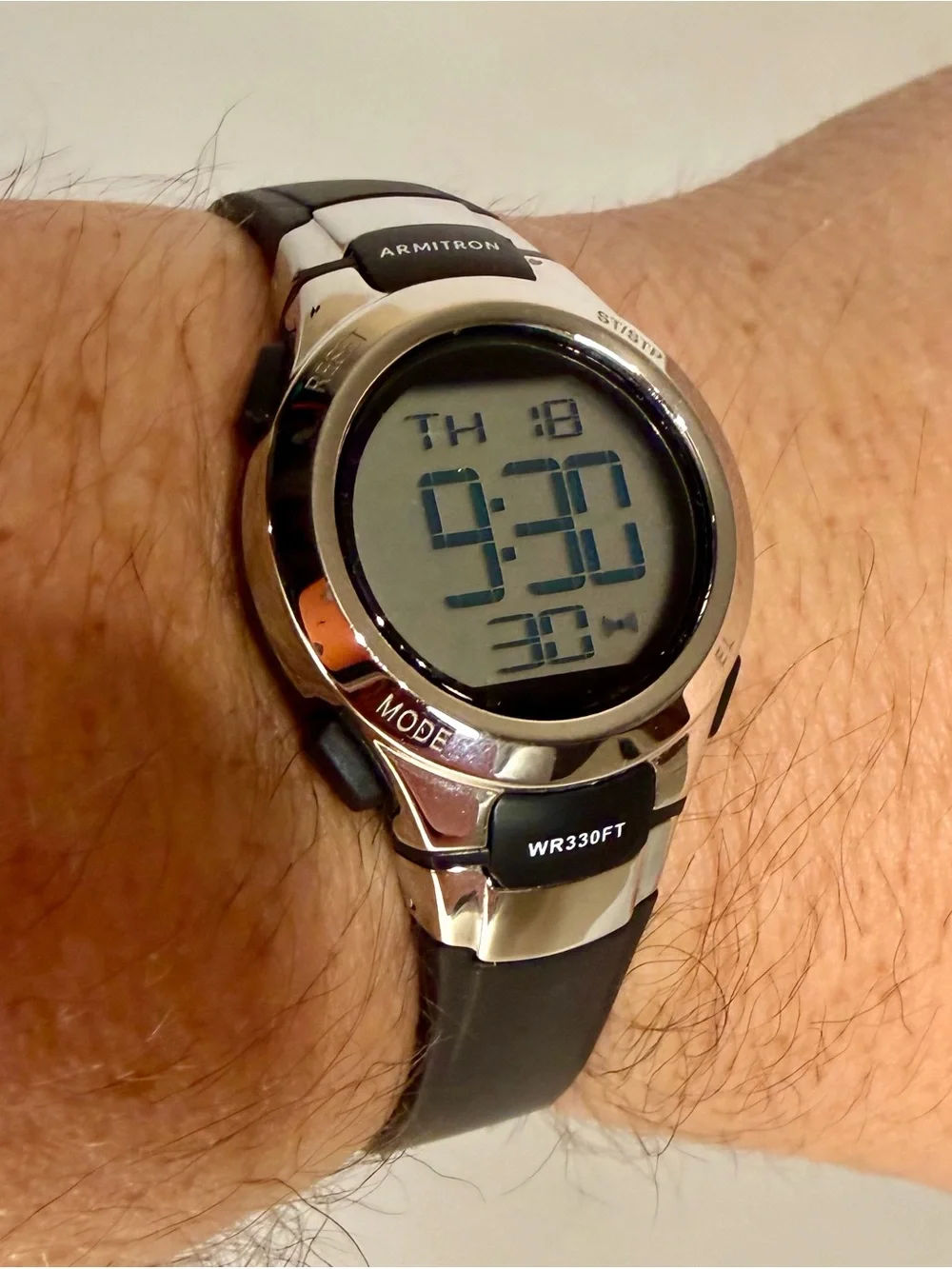 Armitron Sport Watch Women Digital Chronograph  27mm Silver Tone Black 45/7012